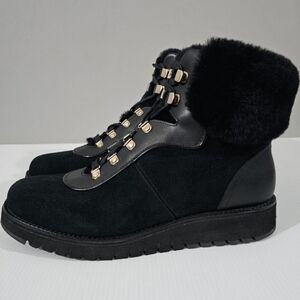 NEW Cole Haan Zerogrand Explore Hiker Boot Womens 9 Black Suede Fur Waterproof
